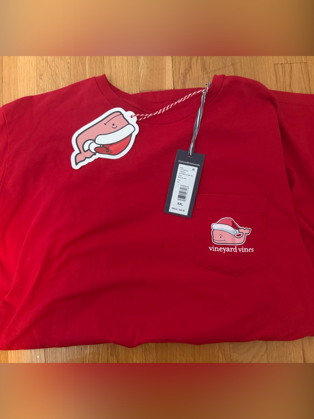NWT Vineyard Vines Long sleeve Holiday Tee Red